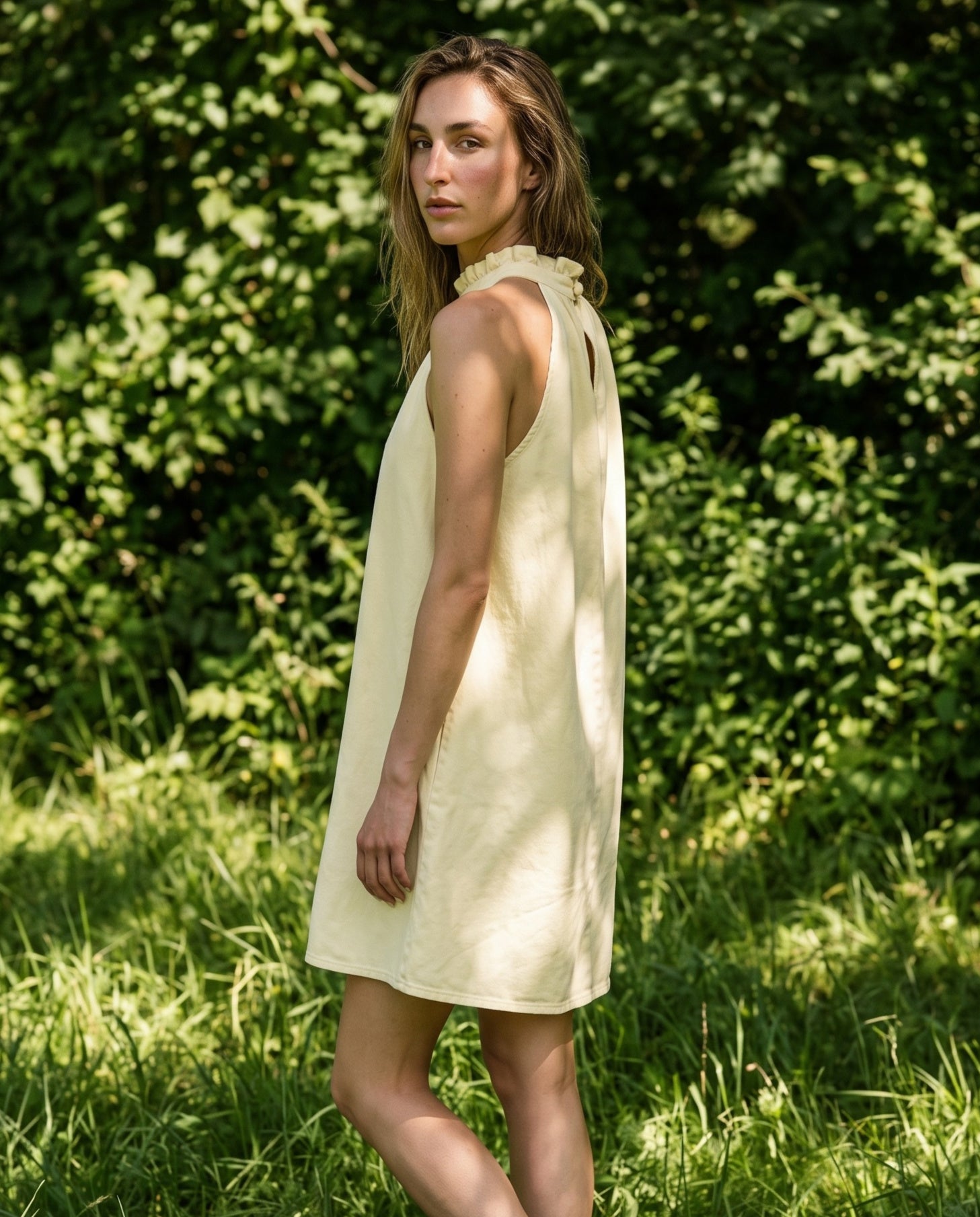 Faria | Ruffle Collar Dress | Pale Yellow