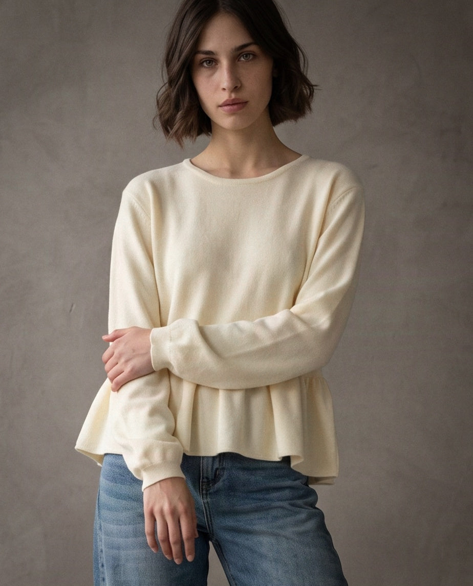 MYLA | Peplum Knit Sweater | Cream