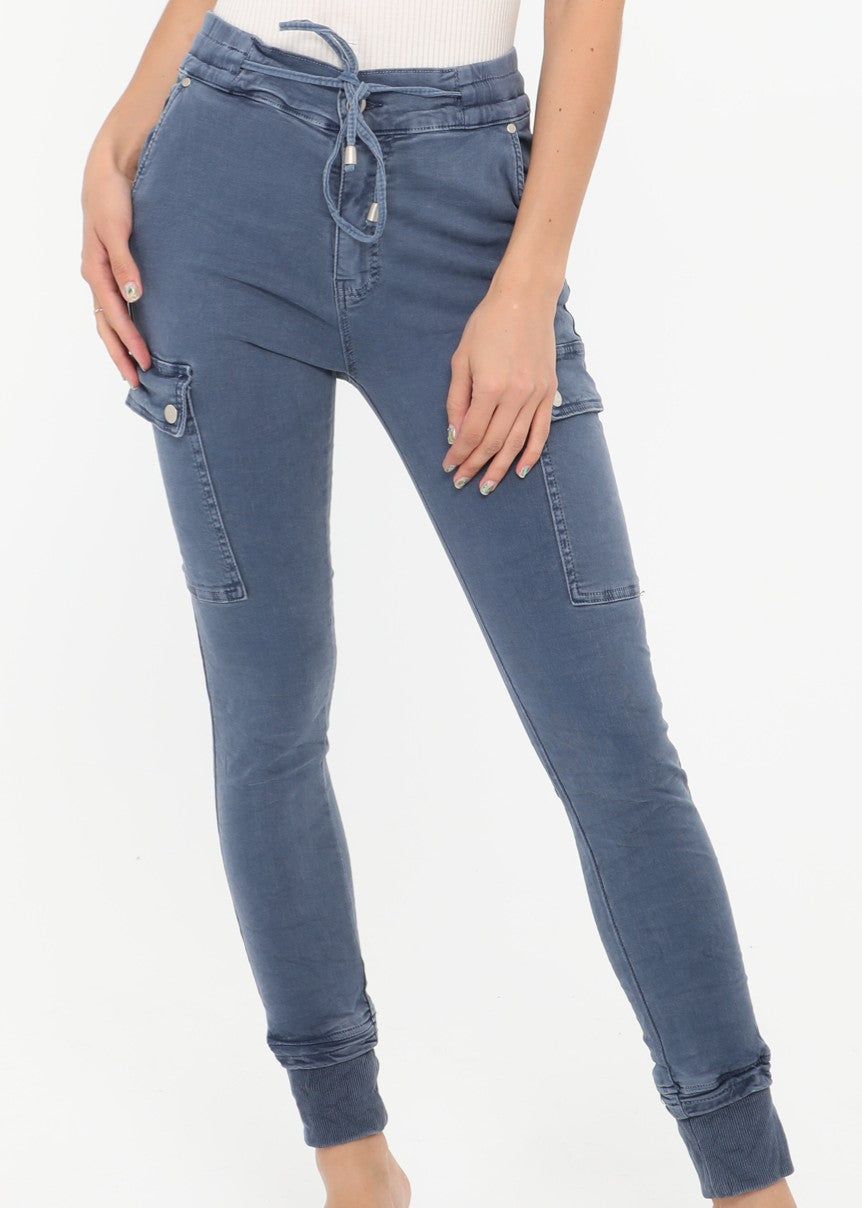 NATACHA  - Cargo Pocket Jeans  - Indigo Blue