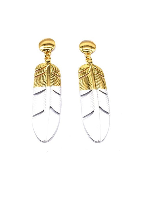 FEATHER-  Earrings - Silver & Gold