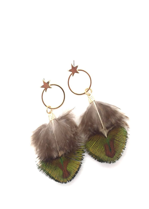 EVA - Feather & Star Earrings
