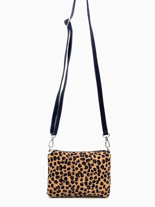 ASSIA - Small Leopard Print Leather Cross Over Bag