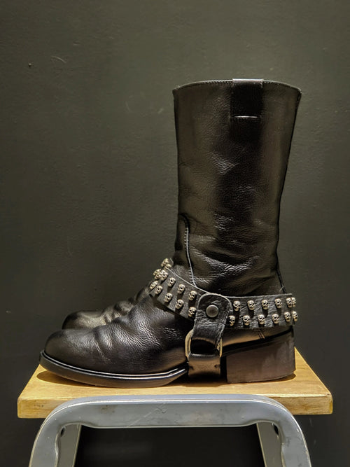 Preworn | Preloved <br> 'ZADIG & VOLTAIRE' <br>Skull Studded Biker Boots <br>Size 6 UK