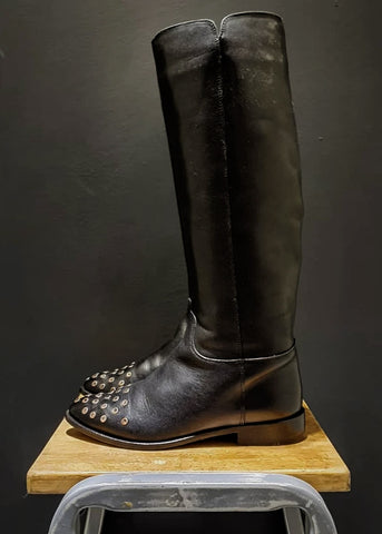 Preworn | Preloved <br> 'ASH' <br>Tall Studded Harness Boot <br>Size 4 UK