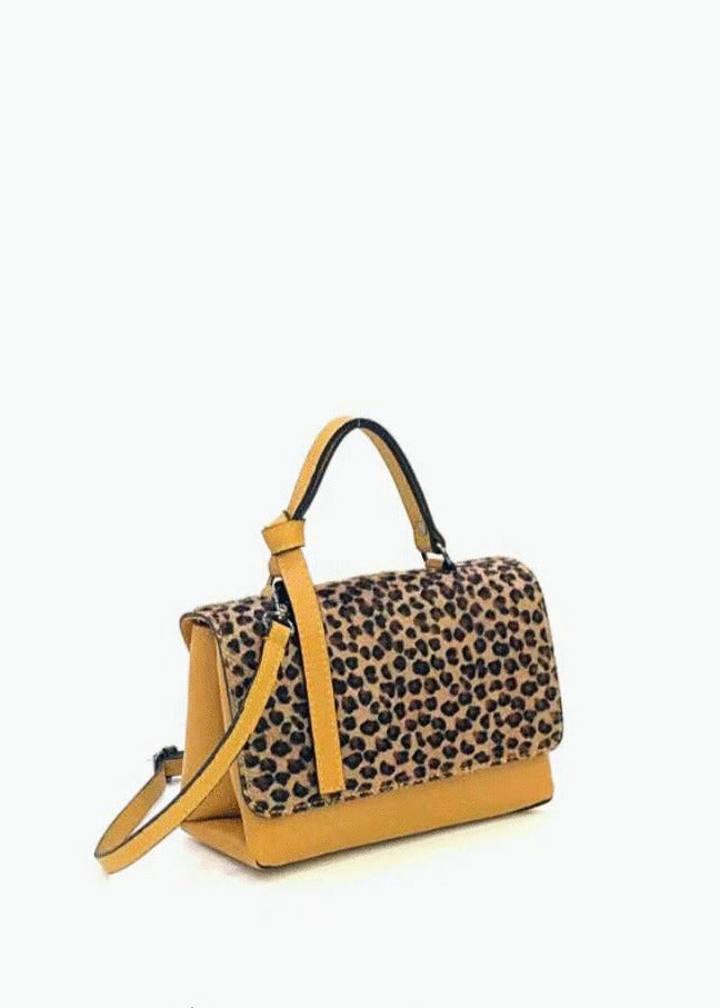 MARGOT - Small Leopard Print Leather Shoulder Bag