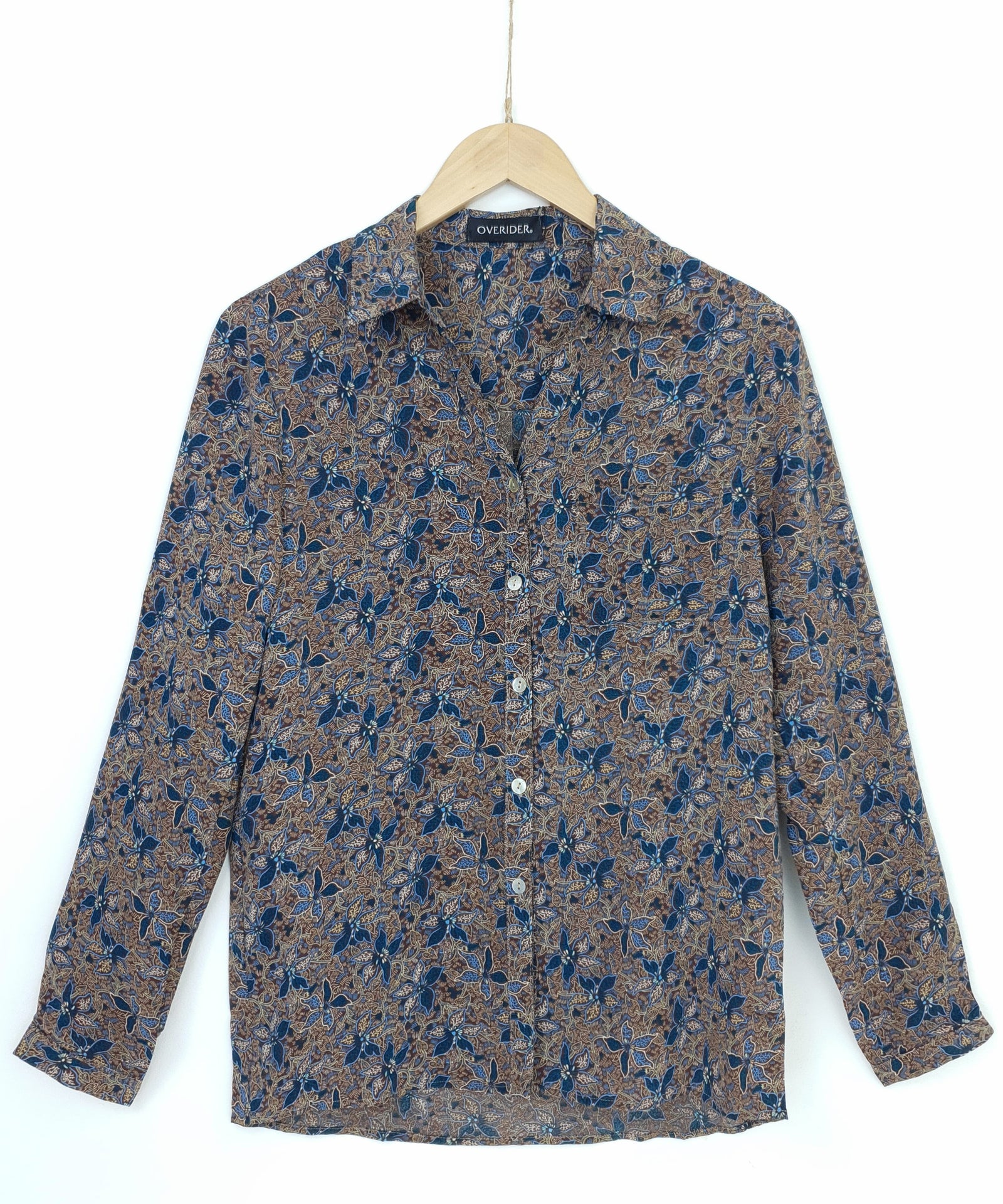 ELISO | Patterned Fluid Shirt | Navy & Tobacco