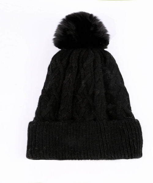 ANYA - Cashmere Bobble Hat | Black