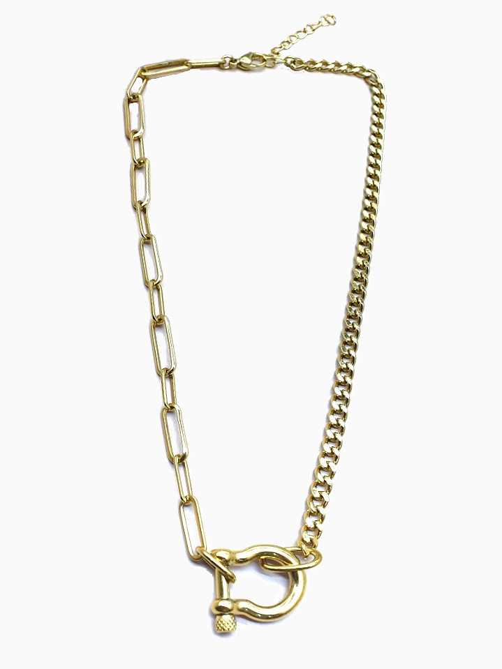 Chain & Shackle Necklace | Gold