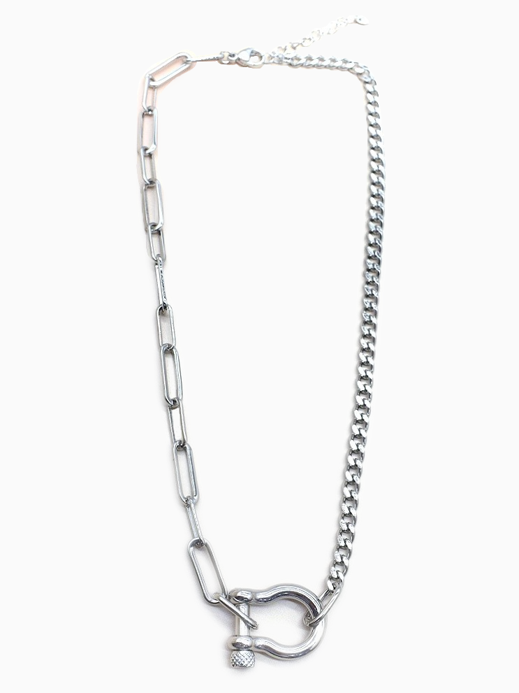 Chain & Shackle Necklace | Silver