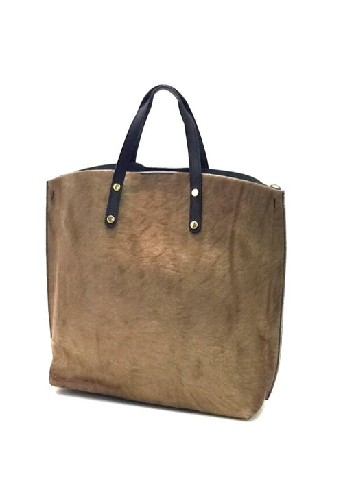 ELIN - Cowhide Leather Bag - Taupe