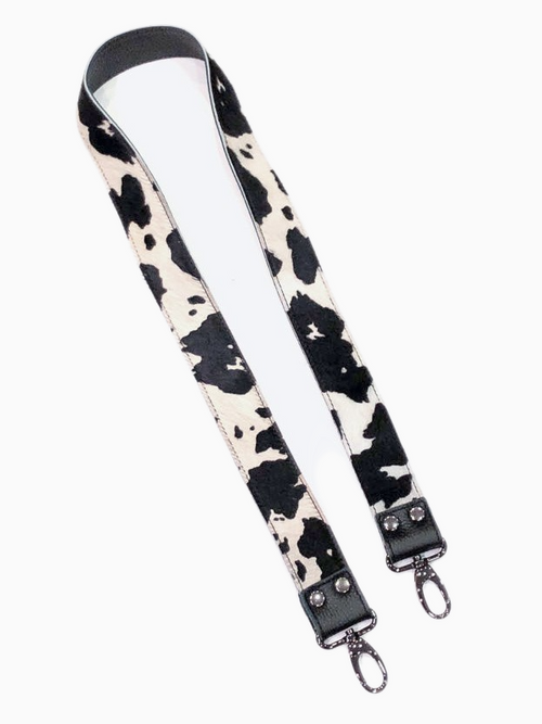 Cowhide Leather Bag Strap | Natural Black & White