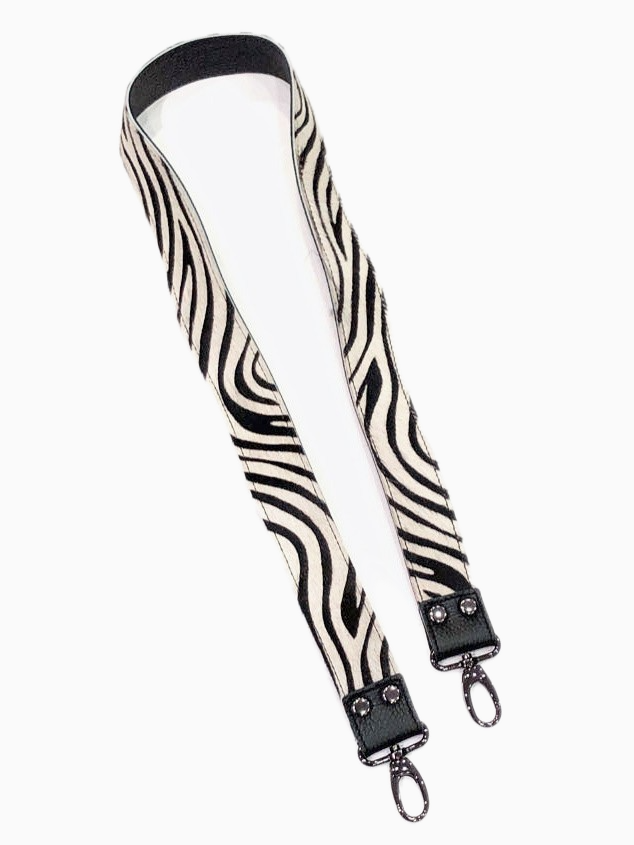 Cowhide Leather Bag Strap | Zebra