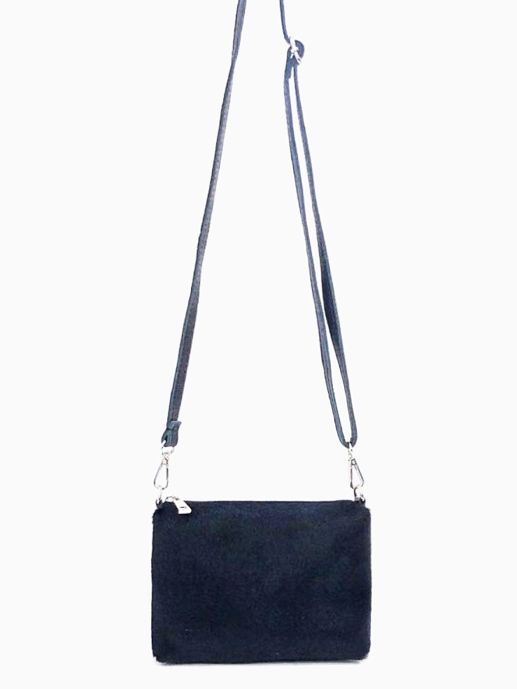 ASSIA - Cowhide Leather Cross Over Bag | Black