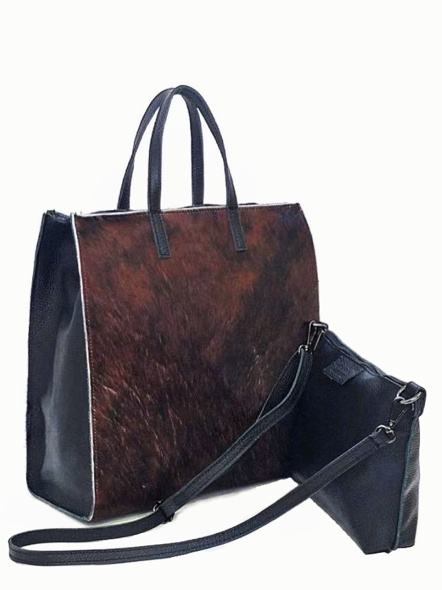 LUCIDA | Cowhide Leather Shopper Bag | Brown