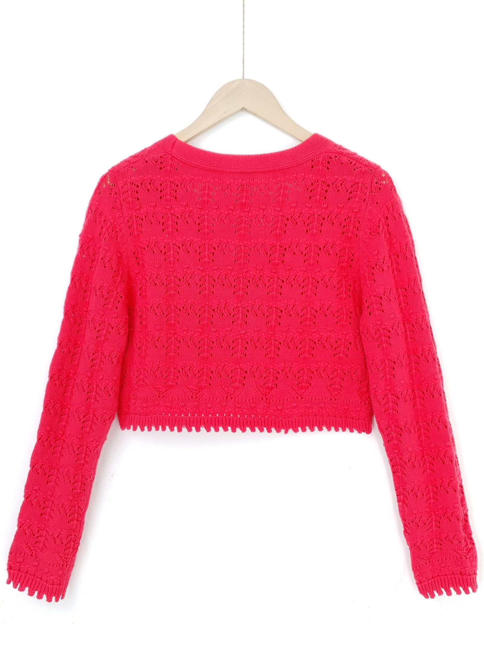 ALIZE | Embellished Crochet Cardigan | Fuscia