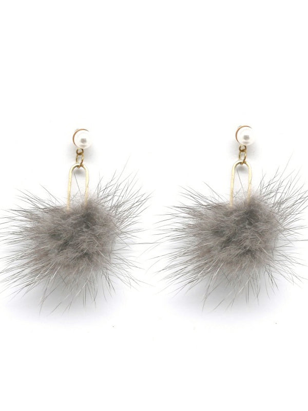 Furry Earrings - Grey