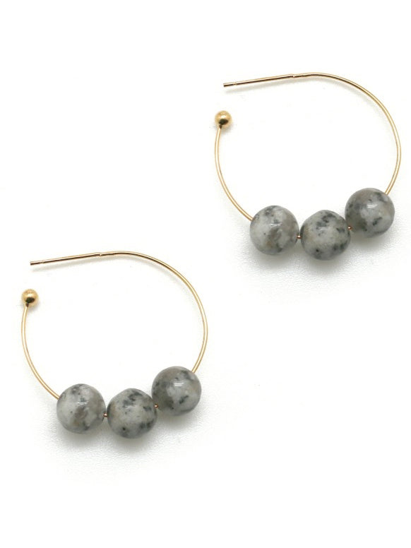 Stone Earrings - Grey