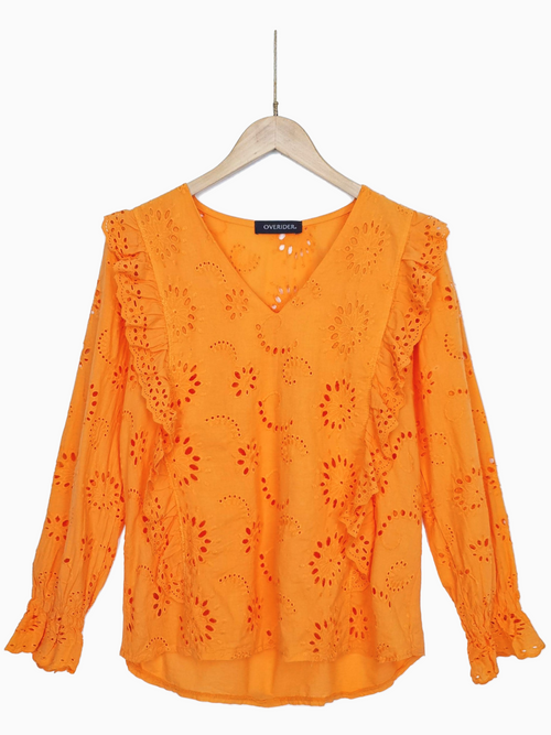 NEW | CATALINA | Perforated Frill Blouse | Orange