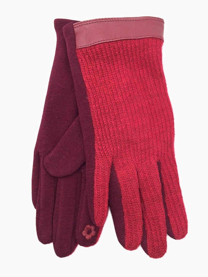 Bi Colour Gloves | Red & Burgundy