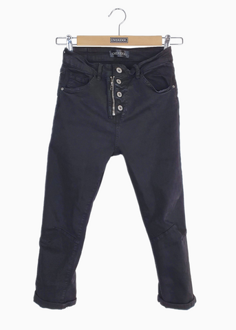 INGA - Skinny Jeans with Zip and Button - Blue