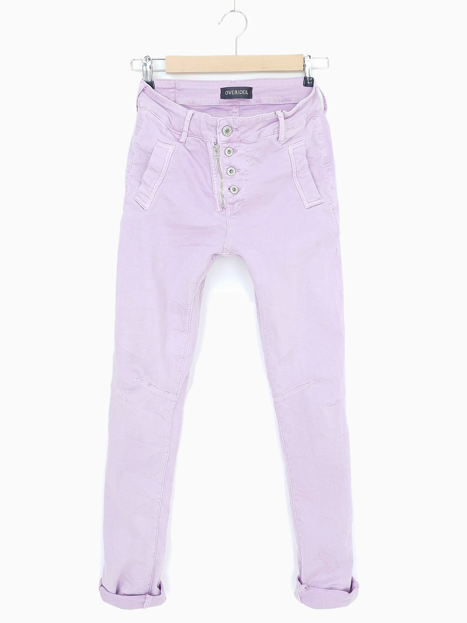 INGA |  Skinny Jeans with Zip & Buttons | Pale Pink