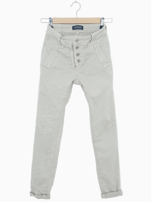 INGA | Skinny Jeans with Zip & Buttons | Stone