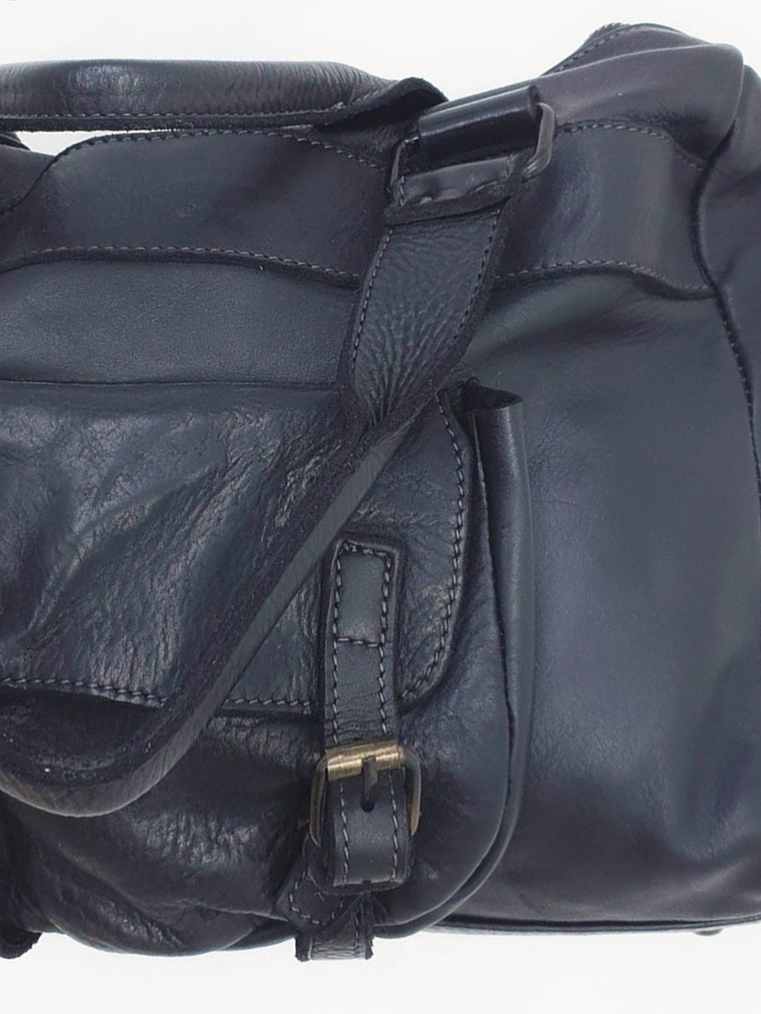 ANYA | Washed Leather Shoulder Bag | Black