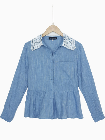 ARIANNA | Lace Collar Shirt Jacket | Ecru