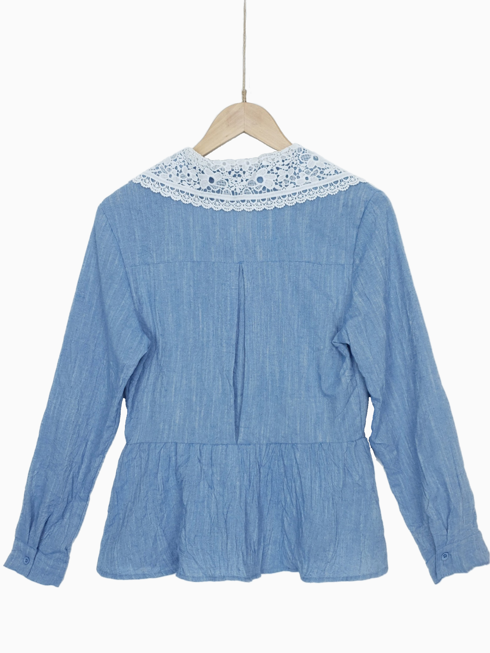 ARIANNA | Lace Collar Shirt Jacket | Blue