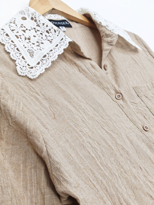 ARIANNA | Lace Collar Shirt Jacket | Ecru