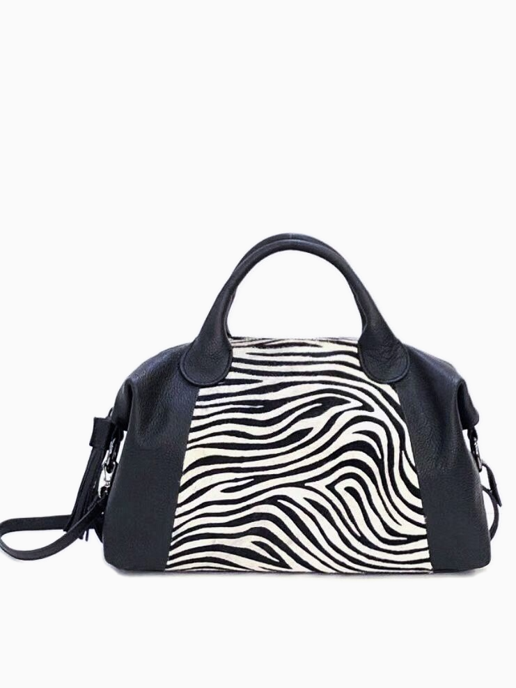 CASIA| Italian Leather Shoulder Bag | Zebra