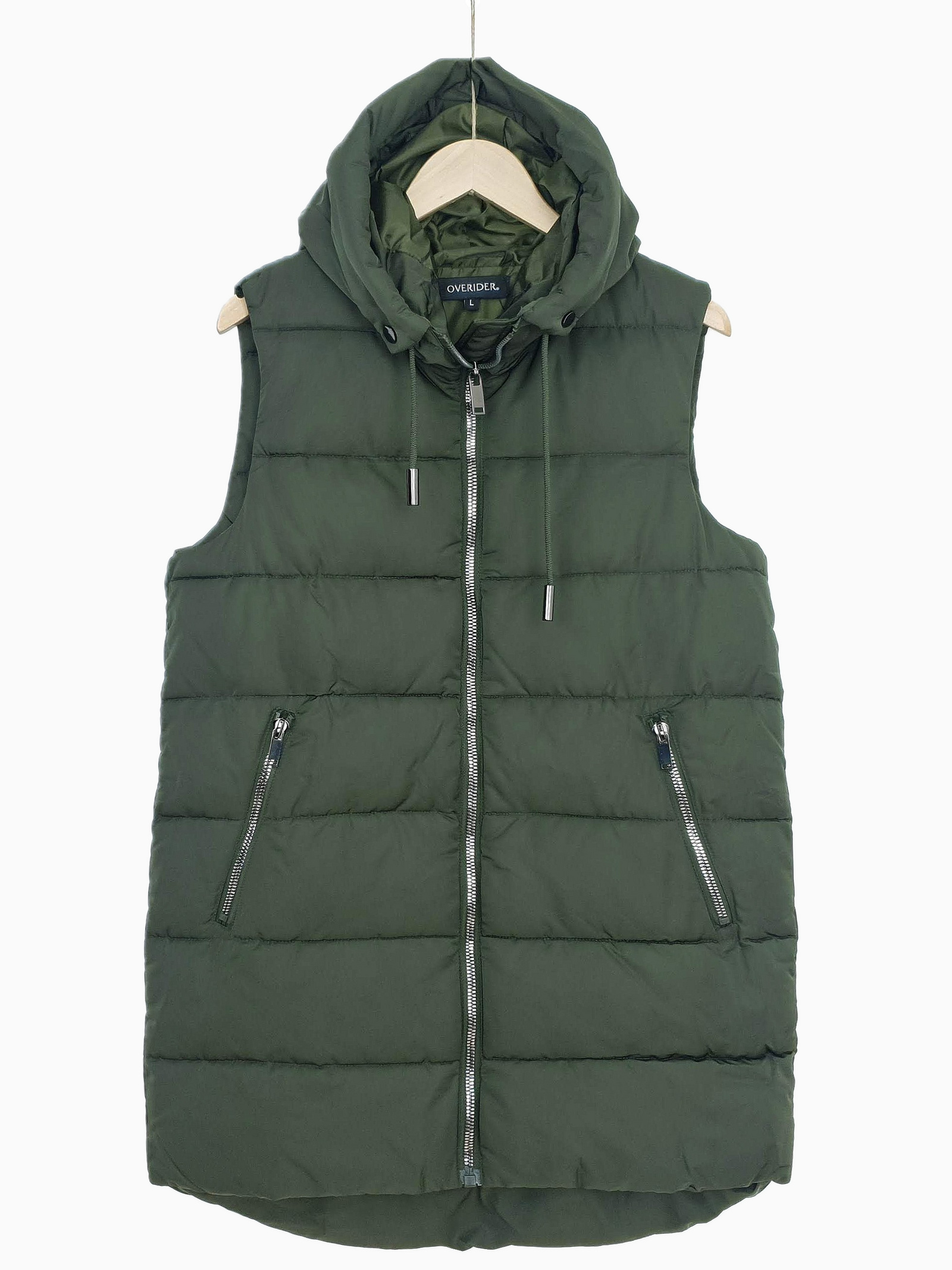 IZOLDI | Long Padded Quilted Gilet | Green