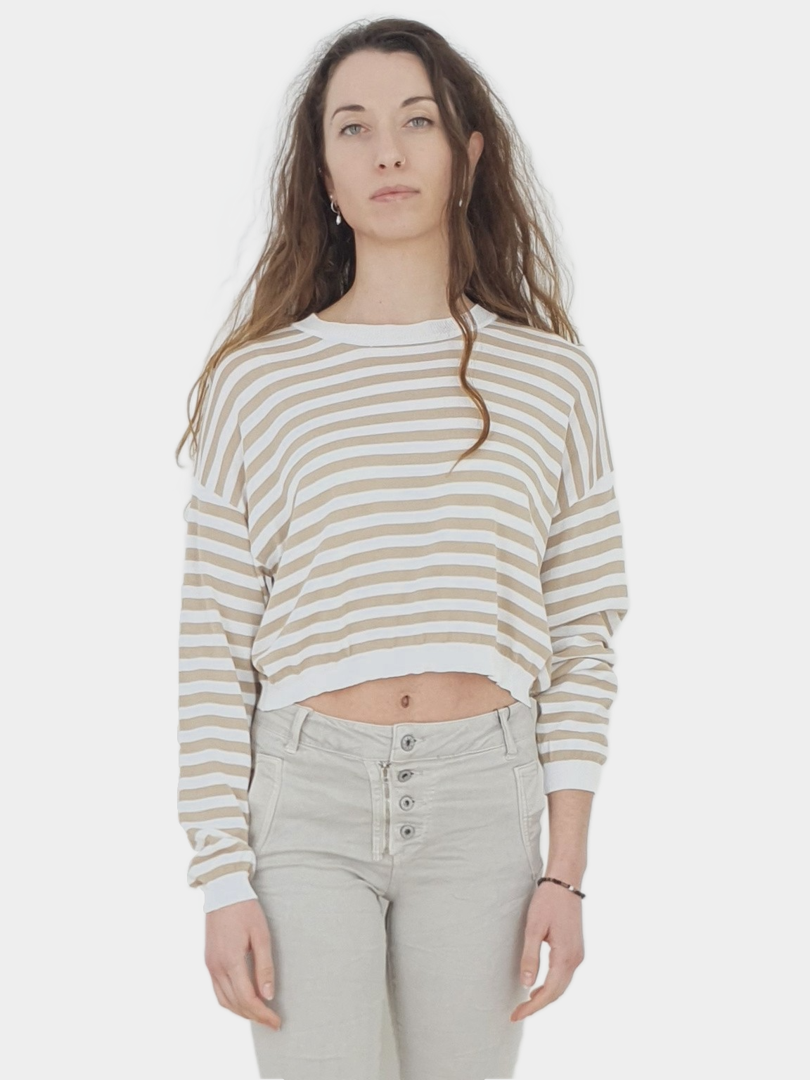 TOVA | Breton Sweater Top | Taupe