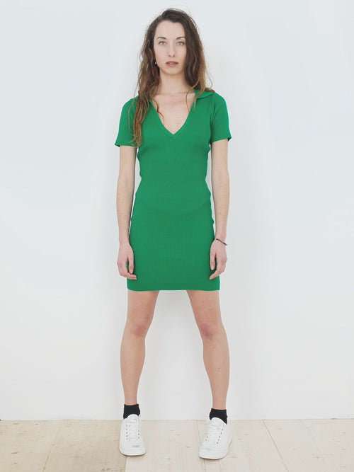 KLARA | Ribbed Silhouette Dress | Green