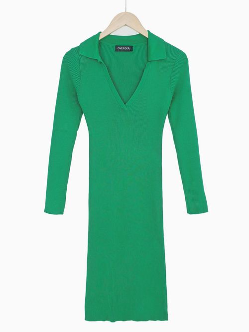 CARLA | Ribbed Silhouette Dress | Green