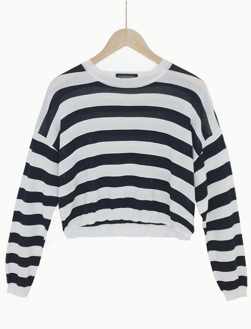 DITZA | Striped Sweater Top | Black