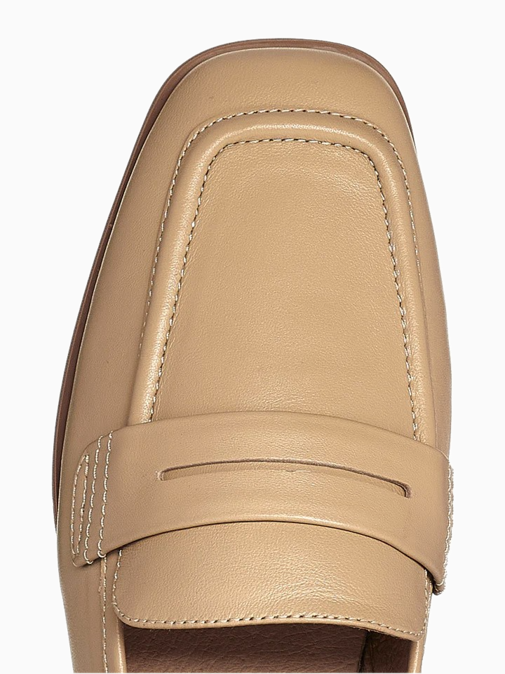 LUDA | Flat Leather Loafers | Camel