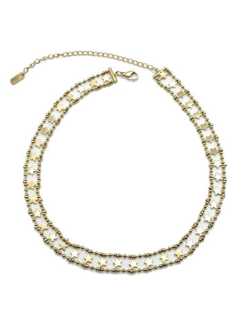 Chain & Hematite Stone Necklace | Gold