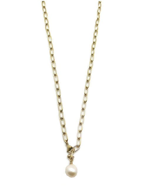 Genuine Pearl Pendant Necklace | Gold