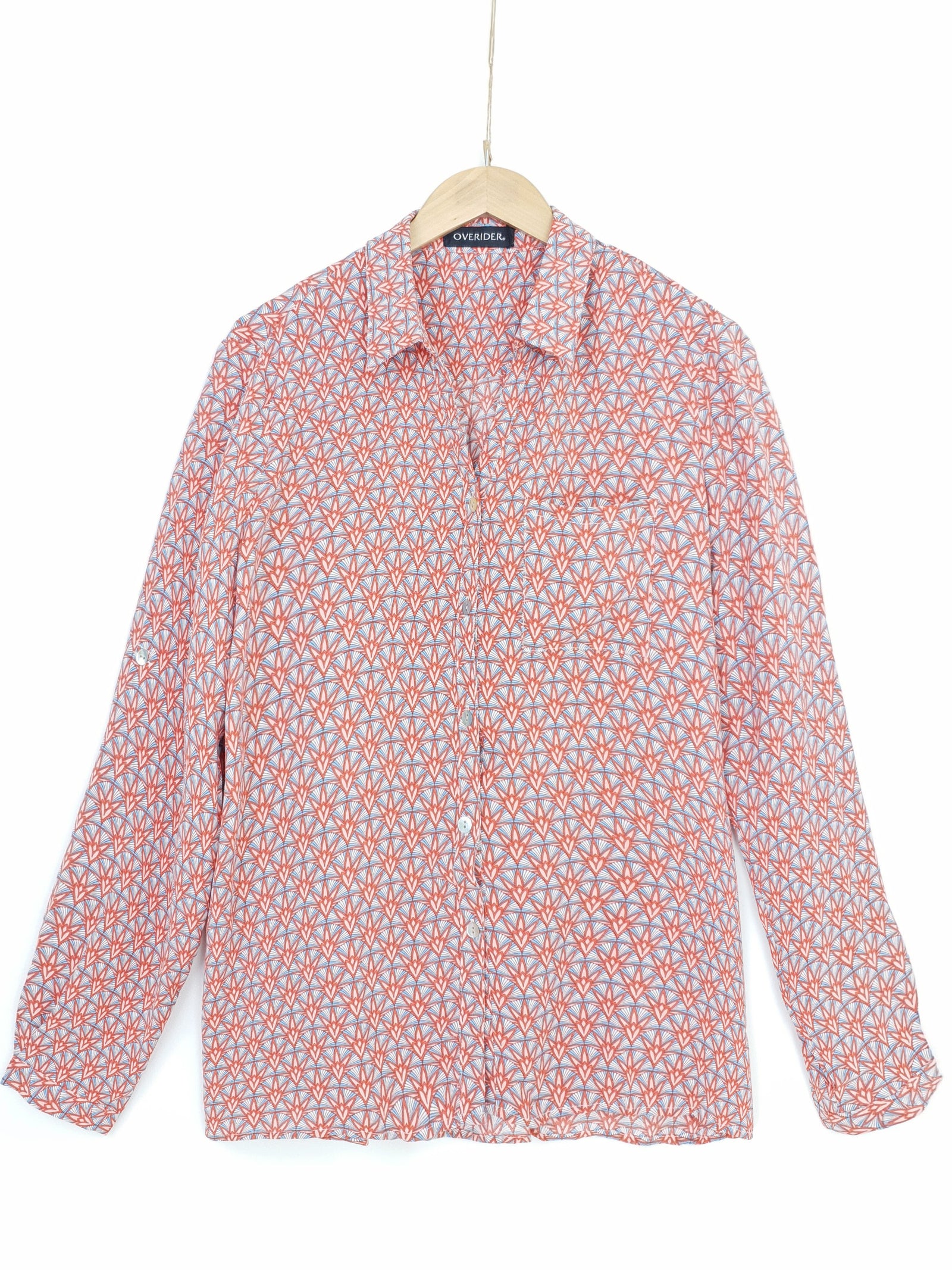 CALINA | Patterned Fluid Shirt | Red & Blue