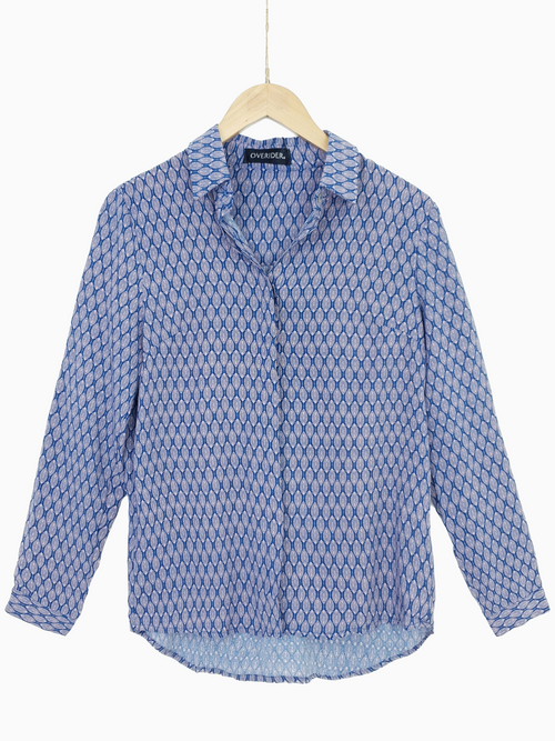 SOPHO | Patterned Fluid Shirt | Blue