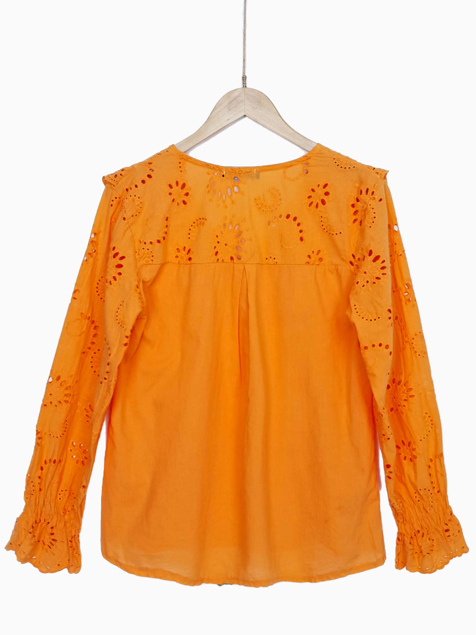 NEW | CATALINA | Perforated Frill Blouse | Orange