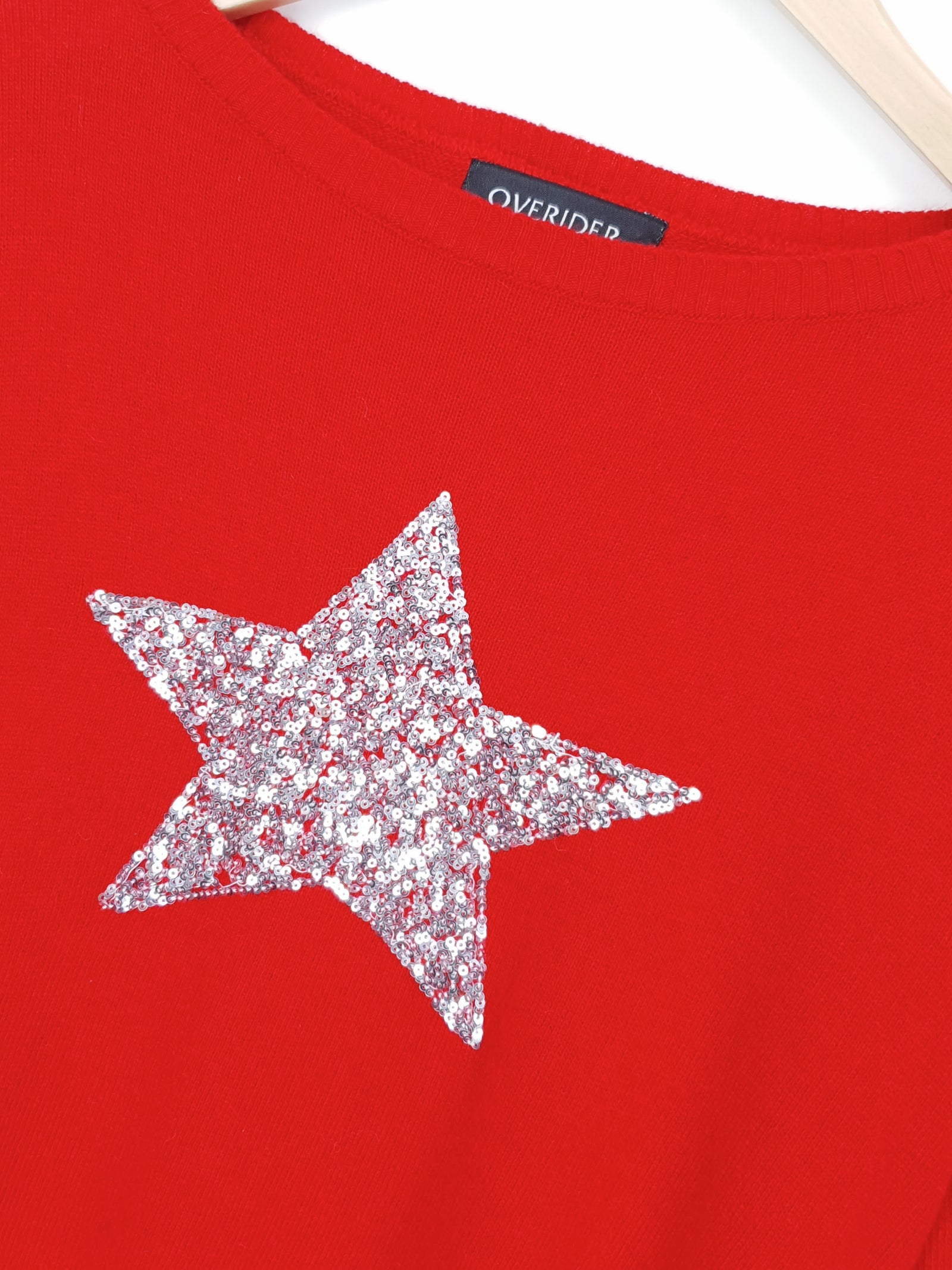SEQUIN STAR - Cashmere Blend Jumper - Red/Silver