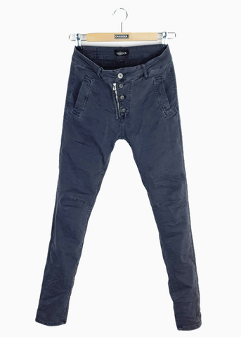 INGA |  Skinny Jeans with Zip & Buttons | Navy