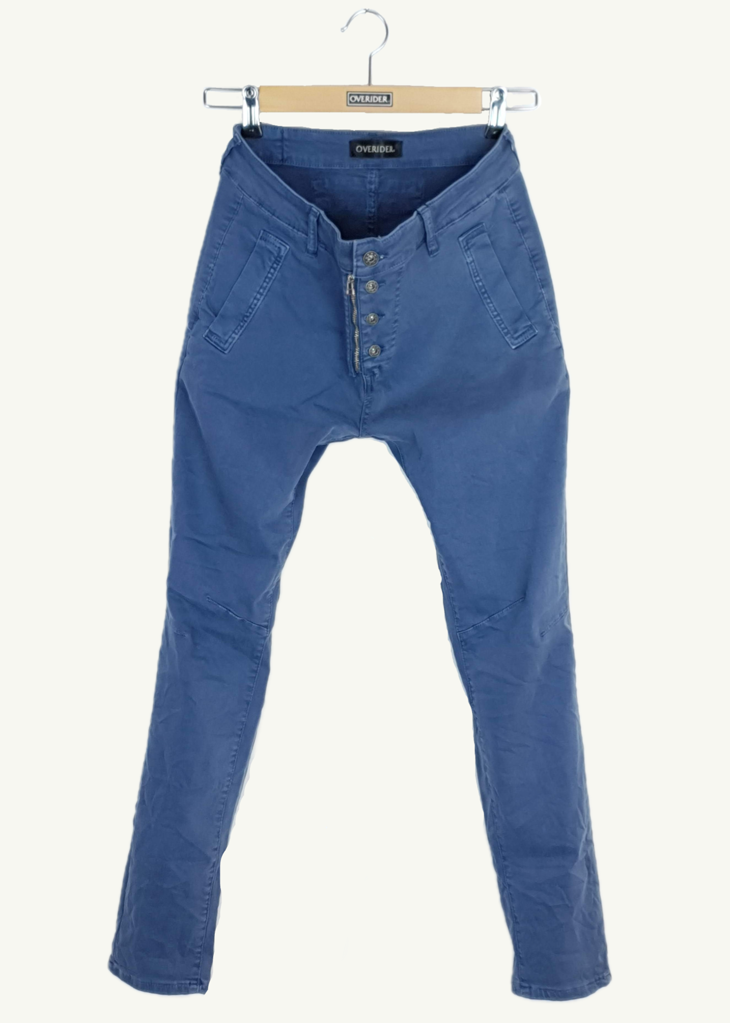 INGA - Skinny Jeans with Zip and Button - Blue