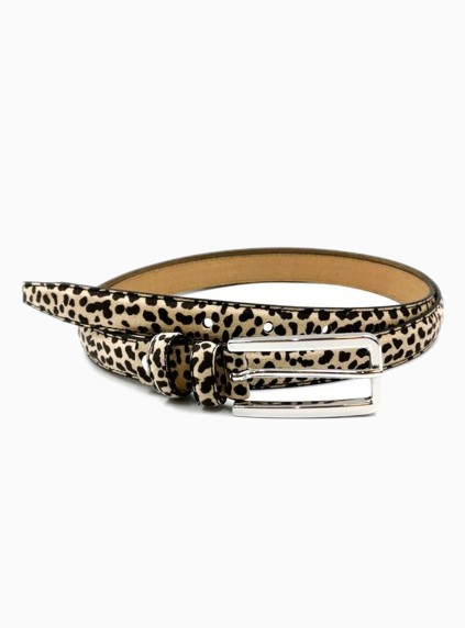 SASKIA | Slim Italian Leather Belt | Small Leopard