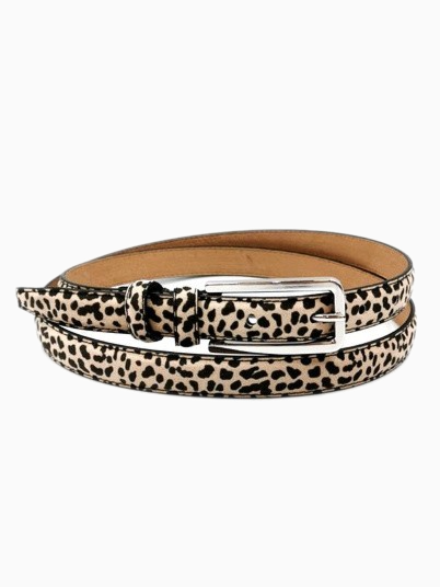 SASKIA | Slim Italian Leather Belt | Small Leopard