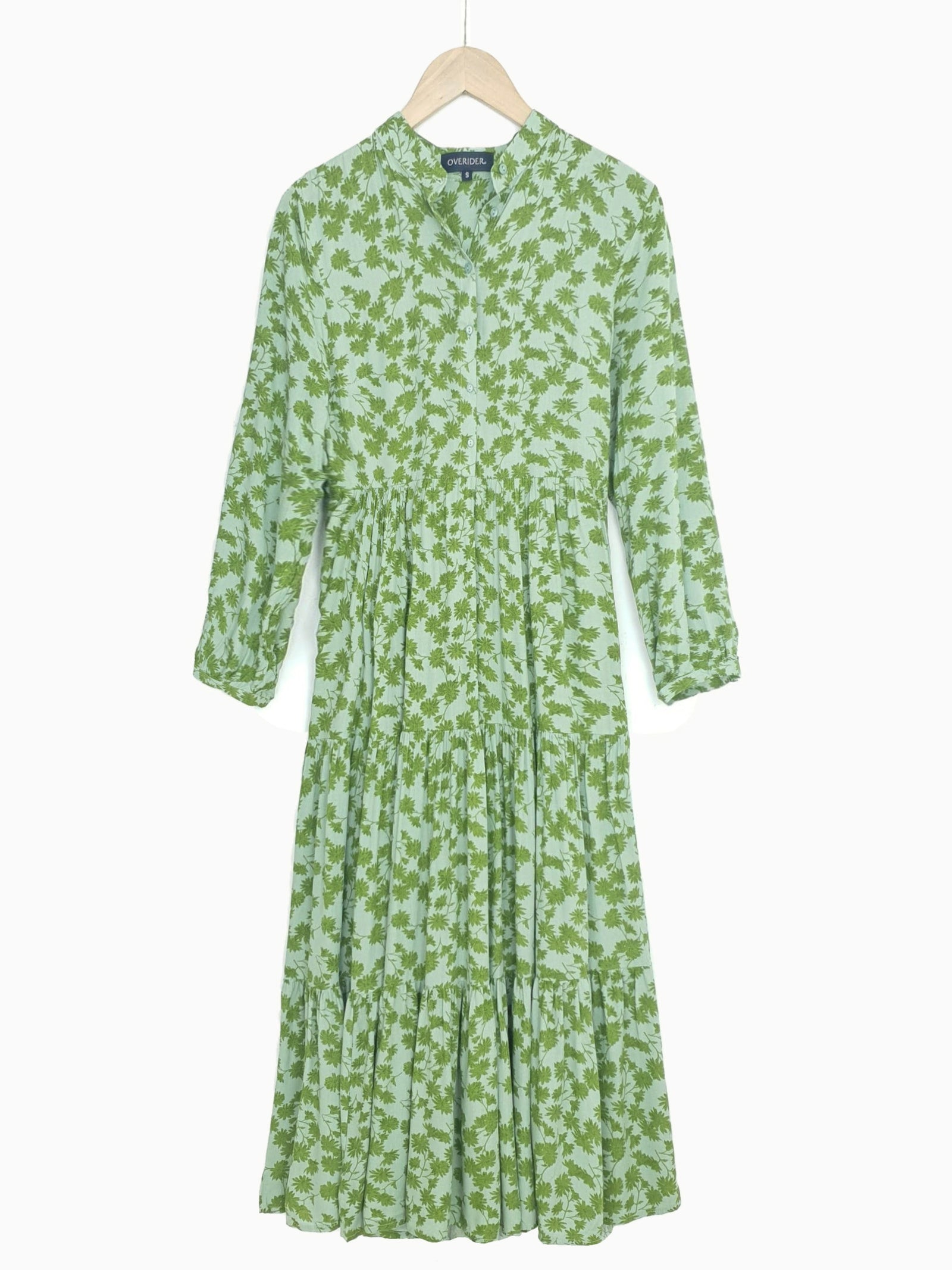 VICTORE | Leaf Print Long Dress | Green