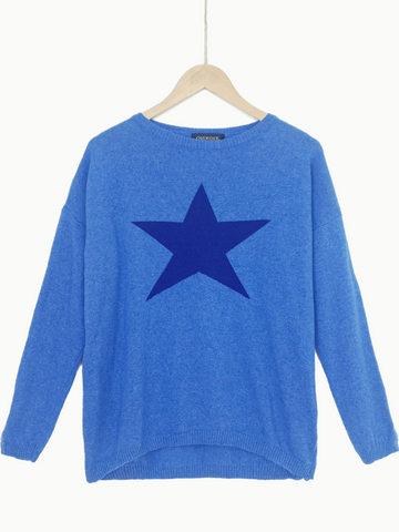 STAR JUMPER - Cashmere Blend Jumper - Navy/Blue <br>ONLINE EXCLUSIVE - FREE DELIVERY