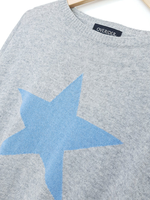 STAR JUMPER - Cashmere Blend Jumper - Grey/Blue